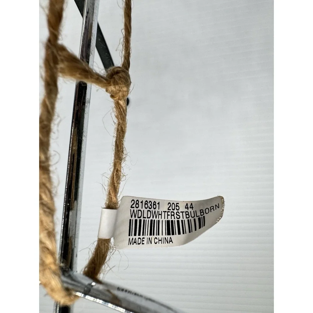 Pottery Barn NWT Set of 2 White Silver Glitter Glass Teardrop Hanging Ornaments